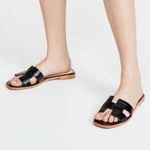 Steve Madden Black Crocodile Hadyn Slides size 10